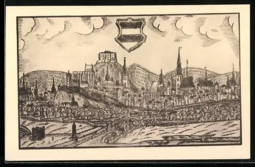 Künstler-AK Brünn, Aelteste Ansicht der Stadt vom Jahre 1593