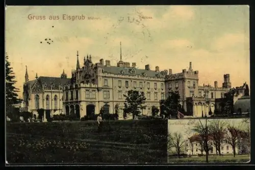 AK Eisgrub /Mähren, Gartenbau-Schule, Schloss