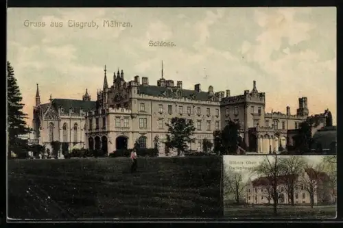 AK Eisgrub /Mähren, Gartenbau-Schule, Schloss