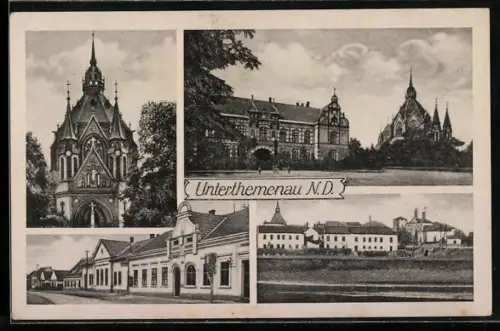 AK Unterthemenau /N. D., Kirche, Strassenpartie, Ortspartie