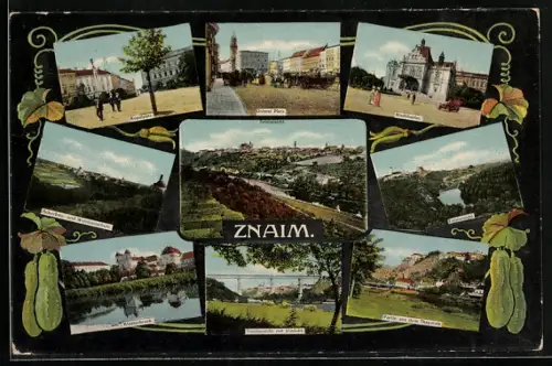 AK Znaim, Stadttheater, Unterer Platz, Kopalplatz