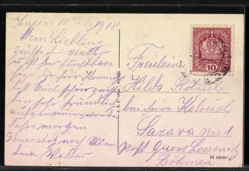 AK Znaim, Stadttheater, Unterer Platz, Kopalplatz