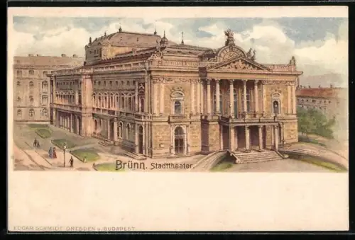 Künstler-AK Brünn, Stadttheater
