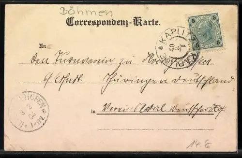 AK Kaplitz, Panorama mit Kirche