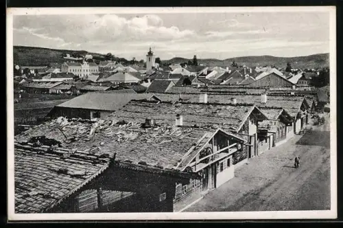 AK Wallern, Panorama mit Strassenpartie