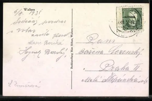 AK Wallern, Panorama mit Strassenpartie