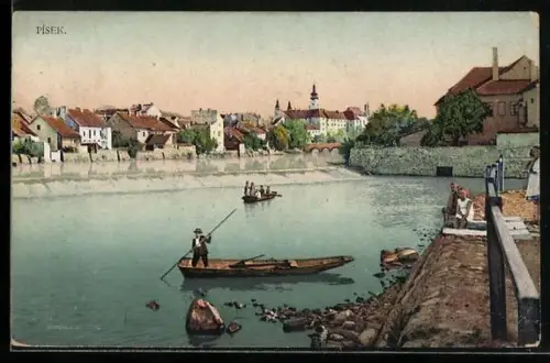 AK Písek, Uferpartie mit Schloss