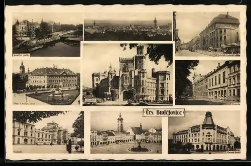 AK Budweis / Ceske Budejovice, Justicni palac, Hluboka, Nadrati, Grand Hotel