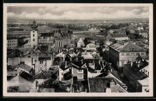 AK Budweis-Ceske Budejovice, Ortsansicht von oben