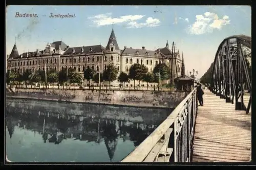 AK Budweis, Justizpalast mit Brücke
