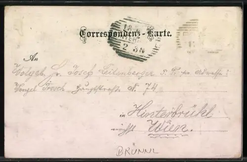 AK Brünnl, Ortsansicht mit dem Steinberg, Hochwald mit Felsengruppe