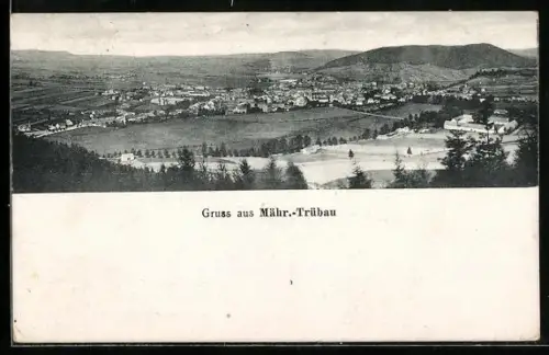AK Mähr.-Trübau, Ortspanorama aus der Vogelschau