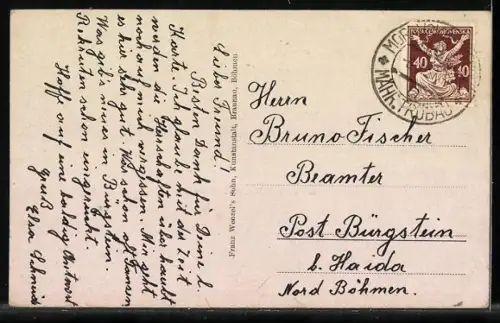 AK Mähr.-Trübau, Ortspanorama aus der Vogelschau