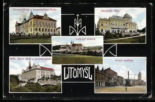 AK Litomysl, Celkový pohled, Horní námestí, Smetanuv dum