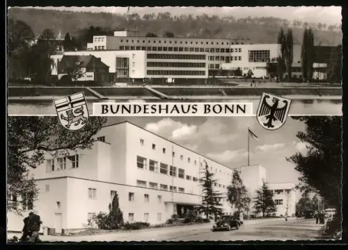 AK Bonn, Bundeshaus, Front- und Seitenansicht