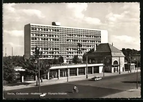 AK Berlin, Corbousier, Hochhaus am Olympia-Stadion