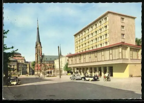 AK Karl-Marx-Stadt, Blick zum Theaterplatz