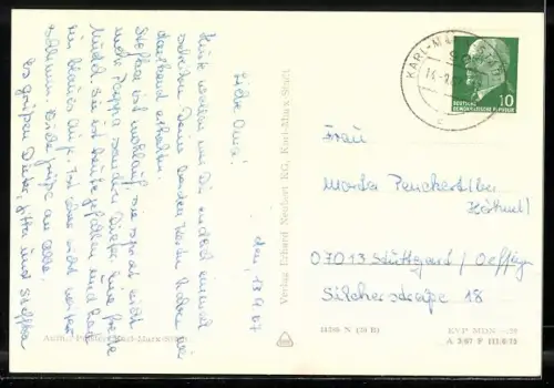 AK Karl-Marx-Stadt, Technische Hochschule an der Reichenhainer Strasse, Centrum Warenhaus, Brückenstrasse