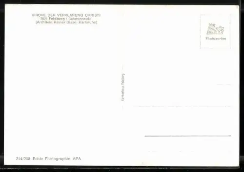 AK Feldberg /Schwarzwald, Kirche der Verklärung Christi