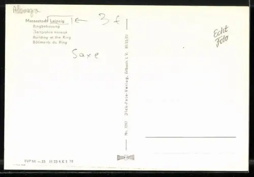 AK Leipzig, Ringbebauung mit Denkmal und Passanten