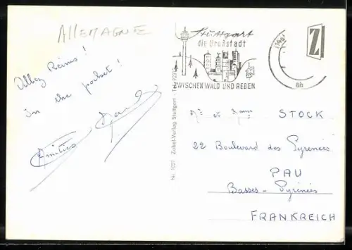 AK Stuttgart, Bahnhof, Denkmal, Fernsehturm