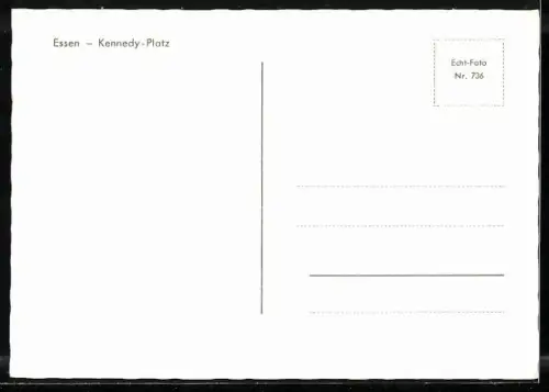 AK Essen, Kennedy-Platz mit Brunnen Gebäude des Deutschen Herold im Hintergrund