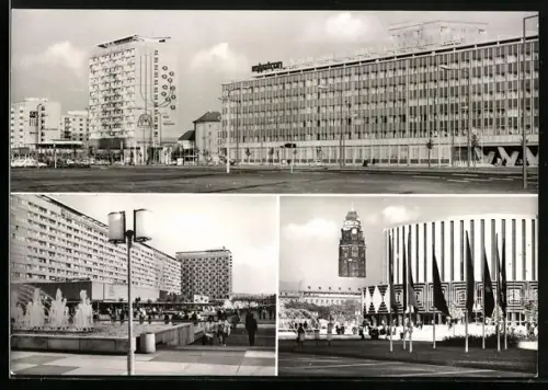 AK Dresden, Pirnaischer Platz, Prager Strasse, Filmtheater und Kirche