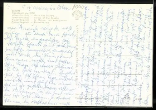 AK Berlin, Haus des Lehrers am Alexanderplatz mit Strassenbahn