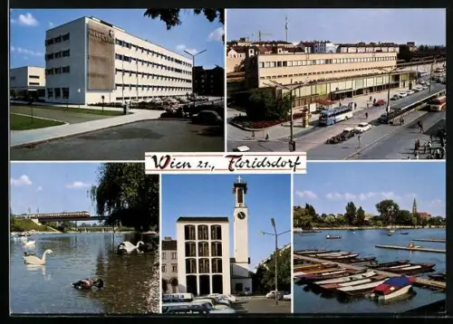 AK Wien, Floridsdorf, Pfarrkirche, Städtisches Hallenbad, Schnellbahnhof