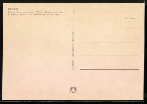 AK Berlin, Europa-Center mit Kaiser-Wilhelm-Gedächtniskirche