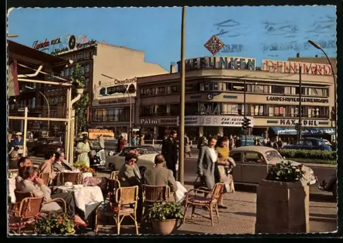 AK Berlin-Charlottenburg, Kurfürstendamm mit Geschäften und Strassencafé