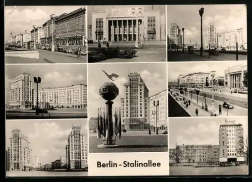 AK Berlin-Friedrichshain, Hochhäuser in der Stalinallee