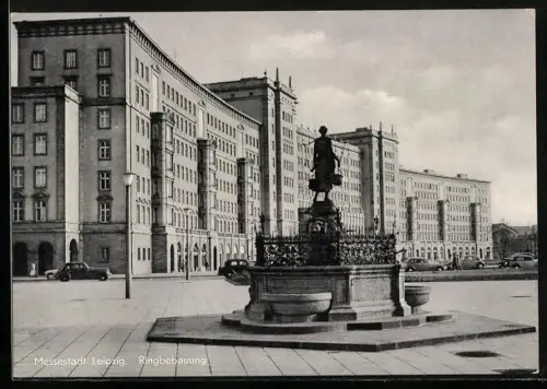 AK Leipzig, Ringbebauung mit Brunnen