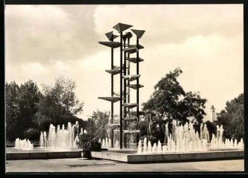 AK Leipzig, Springbrunnen an der Friedrich-Ludwig-Jahn-Allee