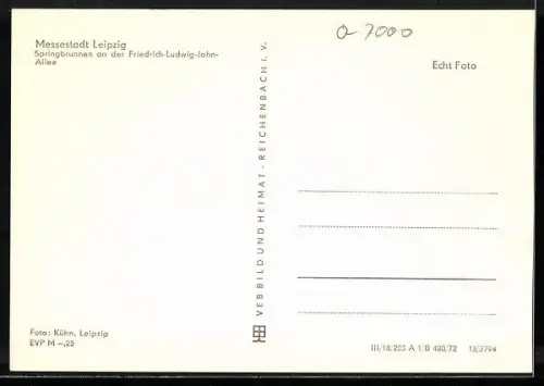 AK Leipzig, Springbrunnen an der Friedrich-Ludwig-Jahn-Allee