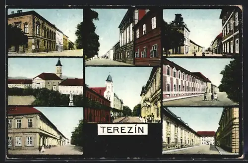 AK Terezín, Kirche, Strassenpartien