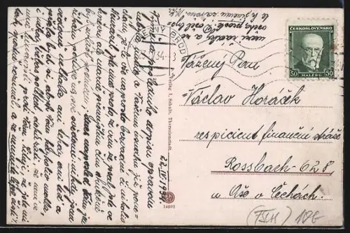 AK Theresienstadt, Grosse Infanteriekaserne mit Strassenabzweig, Turmgebäude