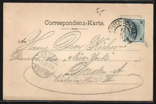 Lithographie Teplitz-Schönau, Stadttheater mit Anlage