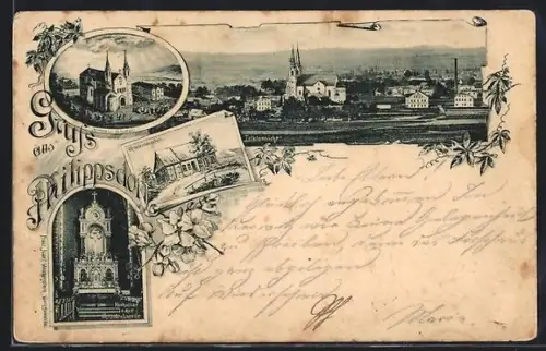 AK Philippsdorf, Kirche u. Kloster, Gnadenhäuschen, Hauptaltar der Gnadenkapelle, Gesamtansicht