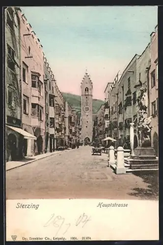 AK Sterzing, Hauptstrasse mit Blick zum Turm