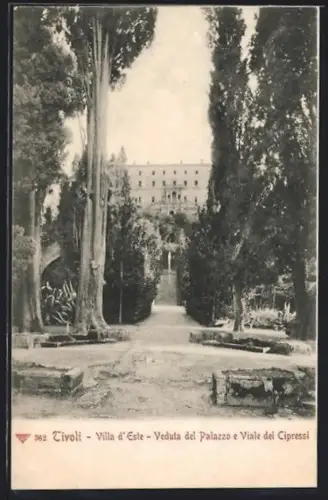 AK Tivoli, Villa d`Este, Veduta del Palazzo e Viale dei Cipressi