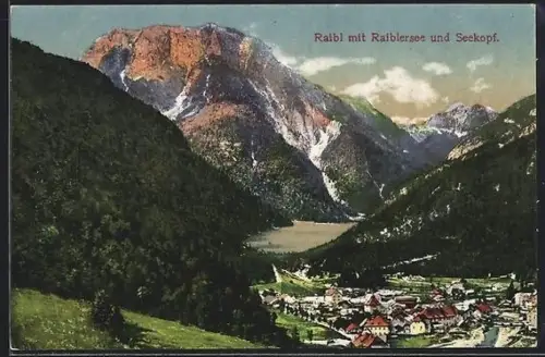 AK Raibl, Teilansicht mit Raiblersee und Seekopf