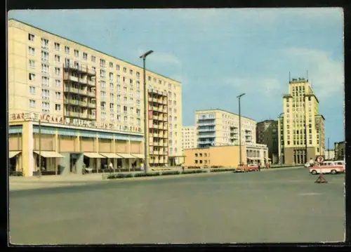 AK Berlin, Karl-Marx-Allee mit Café Moskau