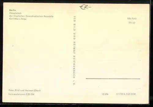 AK Berlin, Karl-Marx-Allee mit Eisbar