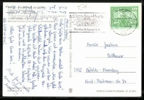 AK Berlin, S-Bahnhof Alexanderplatz in DDR-Farboptik