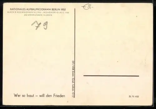 AK Berlin-Friedrichshain, Stalinallee mit Block B Süd