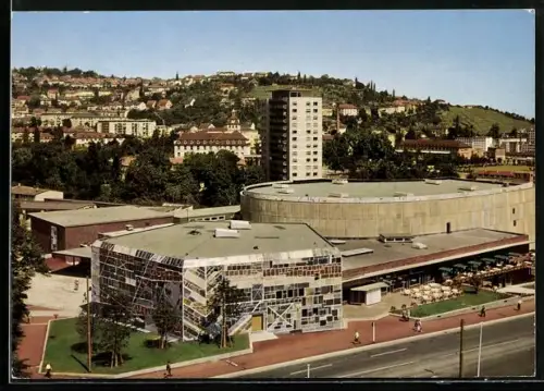 AK Stuttgart, Konzerthaus Stuttgarter Liederhalle mit Passanten