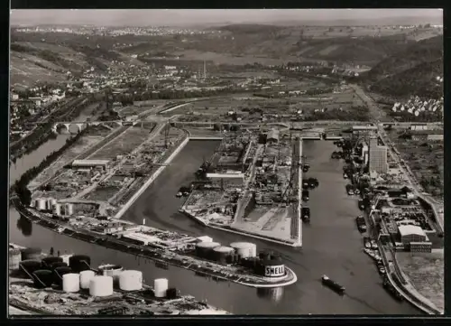 AK Stuttgart, Neckarhafen, Fliegeraufnahme