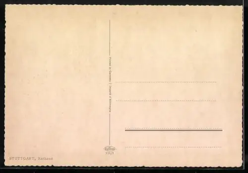 AK Stuttgart, Blick aufs Rathaus und Strassenpartie