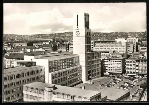 AK Stuttgart, Neues Rathaus aus erhöhter Perspektive